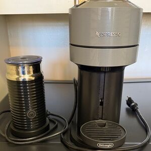 Nespresso Gray and Black Coffee Maker with Frother